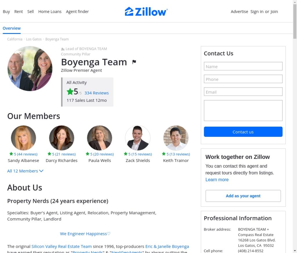 screen shot Zillow Reviews