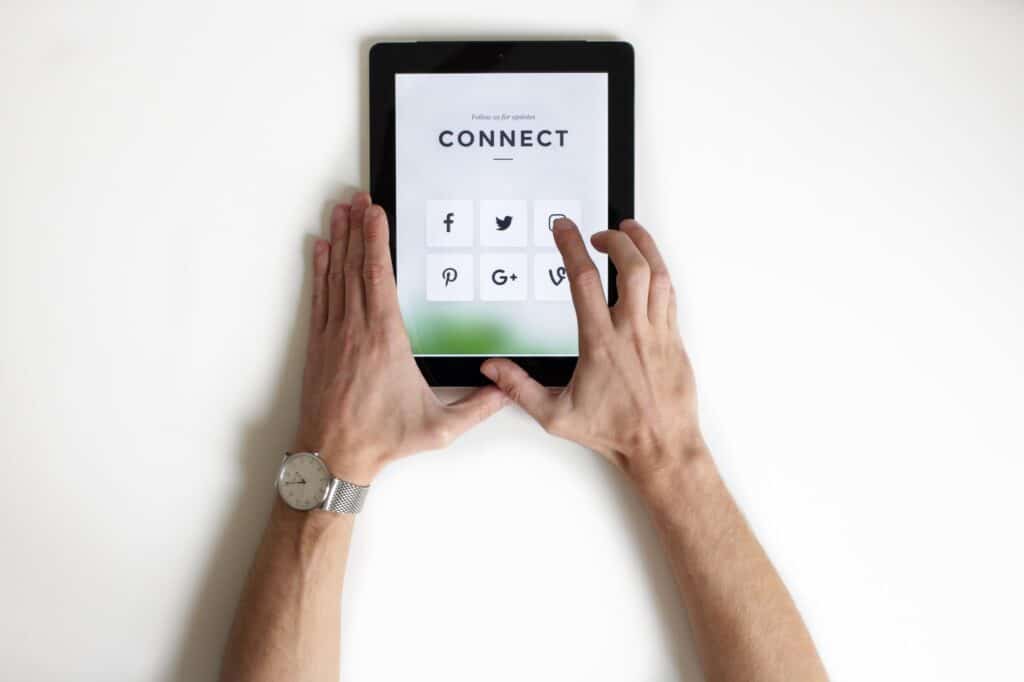 man on a tablet