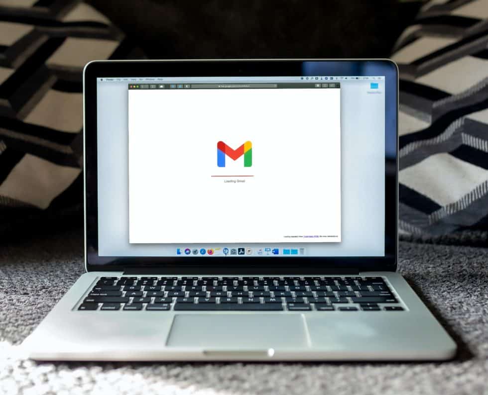 screen showing gmail