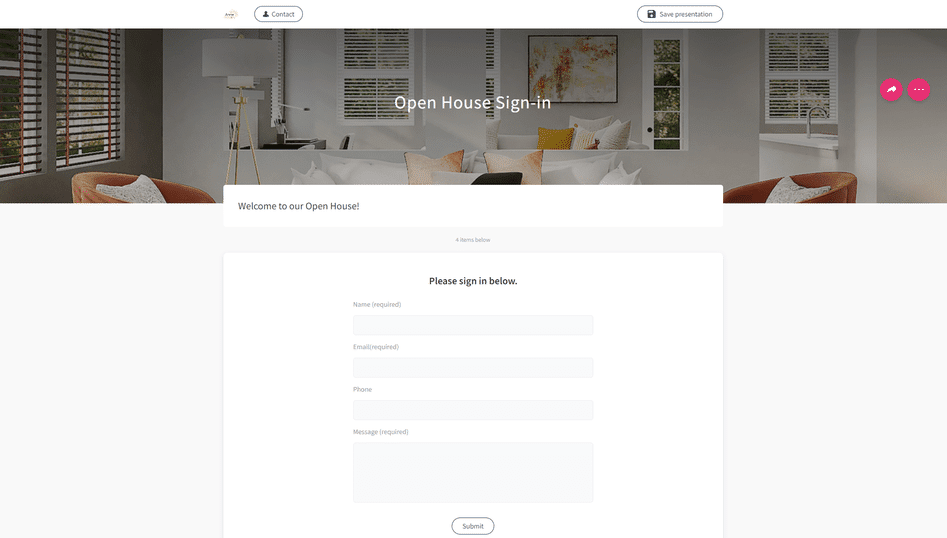 Open House Sign-in HighNote