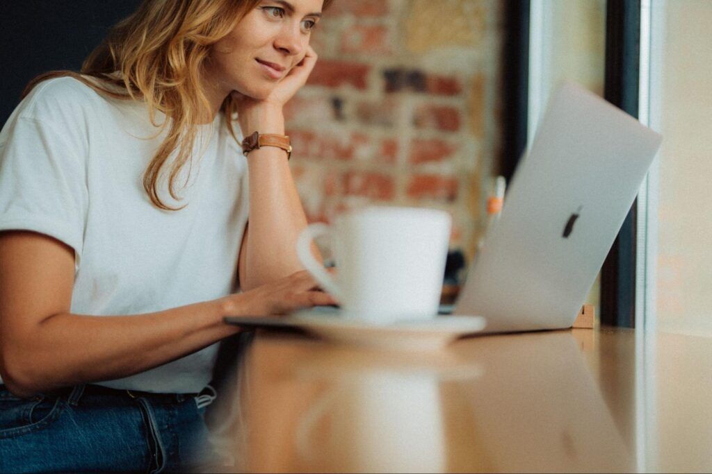 woman on a laptop