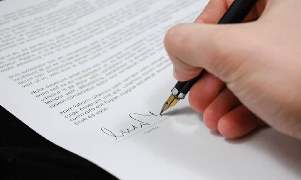 signing a contract