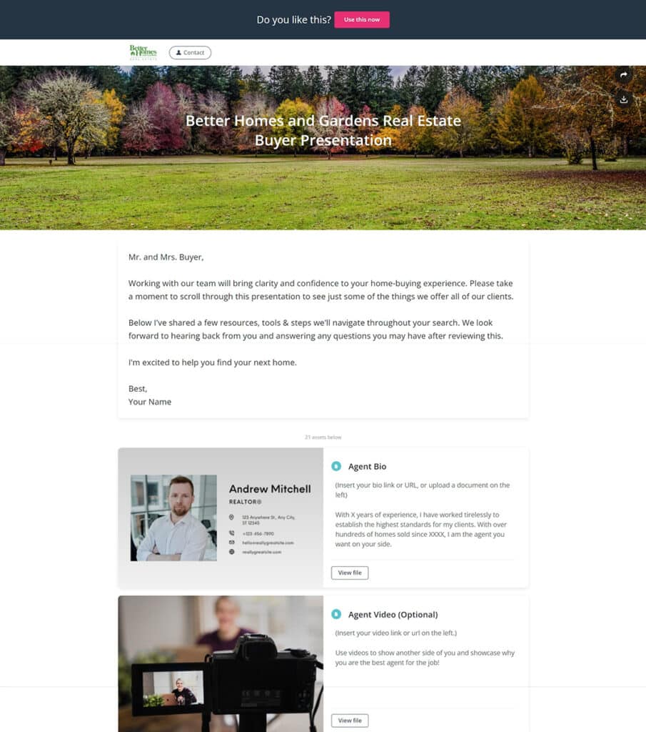 real estate buyer presentation examples